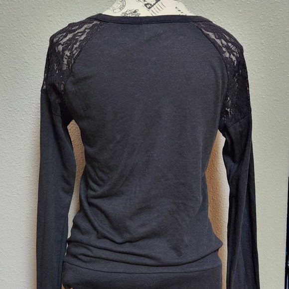 PINK Victoria's Secret Black Lace Long Sleeve Top - Picture 5 of 5